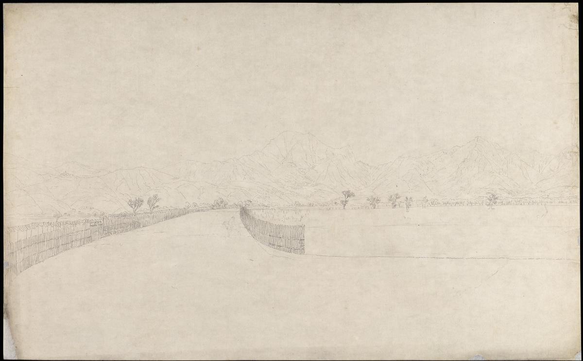 Bergige Landschaft mit breitem Weg II