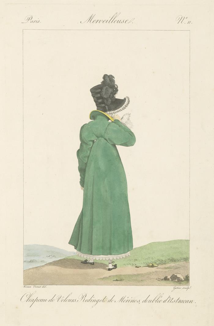 Incroyables et Merveilleuses: Tafel 11: chapeau de velours, redingote de mérinos