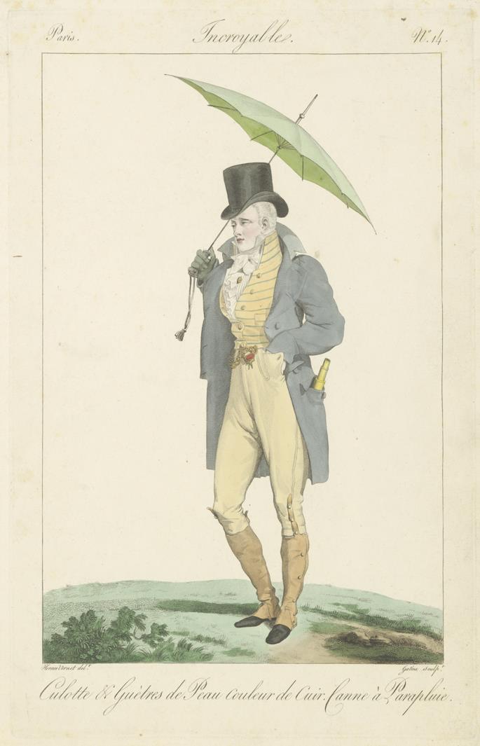 Incroyables et Merveilleuses: Tafel 14: culotte & guètres de peau couleur de cuir