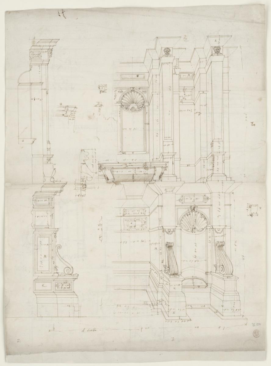 Architektonische Details von Michelangelos Grabmal von Julius dem II. in San Pietro in Vincoli