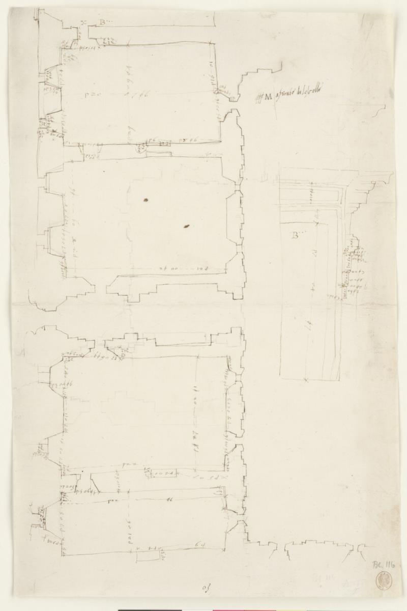 Teilgrundriss und architektonische Details von Teilen des Vatikans
