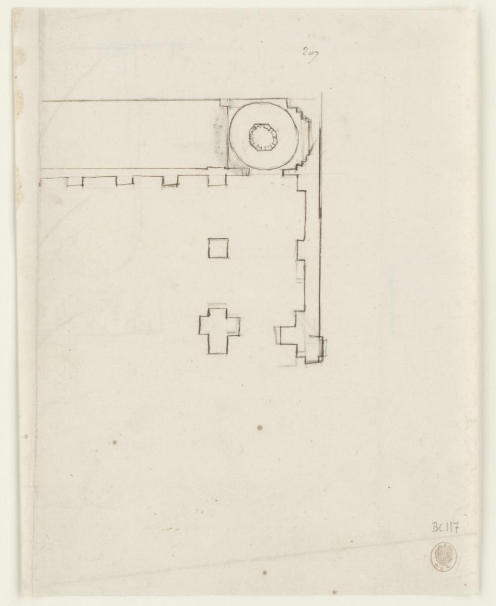 Grundrissteil der Villa Lante auf dem Gianicolo