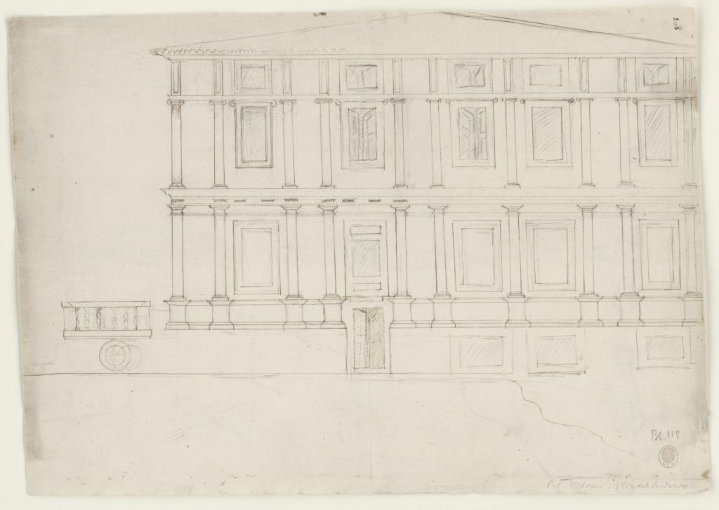 Fassadenaufriss der Villa Lante auf dem Gianicolo