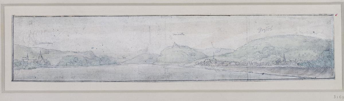 Der Rhein bei Burg Rheineck zwischen Bad Hönningen ("Hinningen") und Bad Breisig („Brisich“)