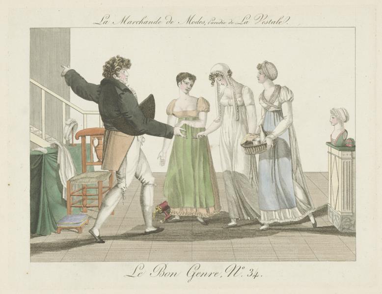 Le bon genre, No. 34: La marchande de modes, parodie de La Vestale