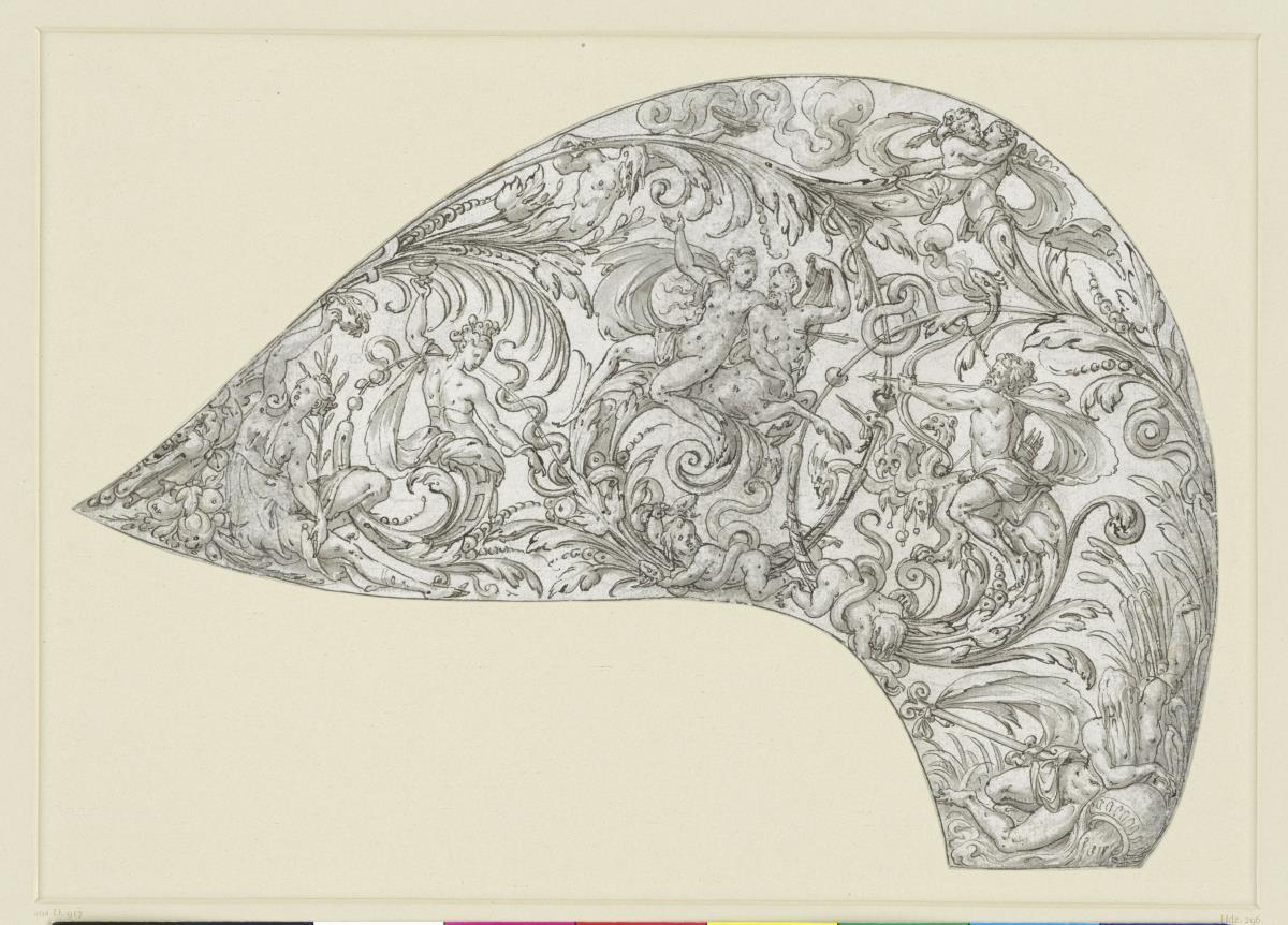 Oberwappen (Helm) mit Herkules-Darstellung