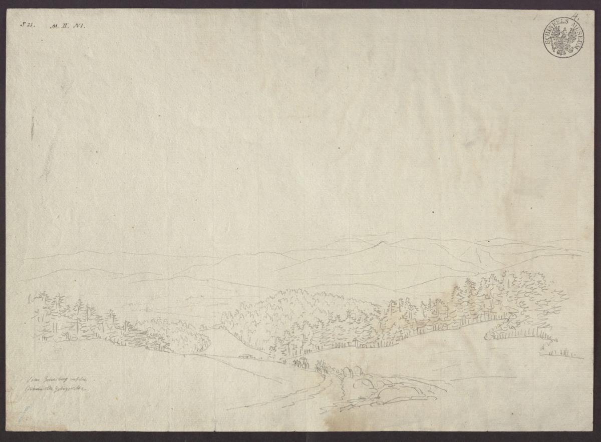Blick vom Geiersberg auf die böhmische Gebirgskette