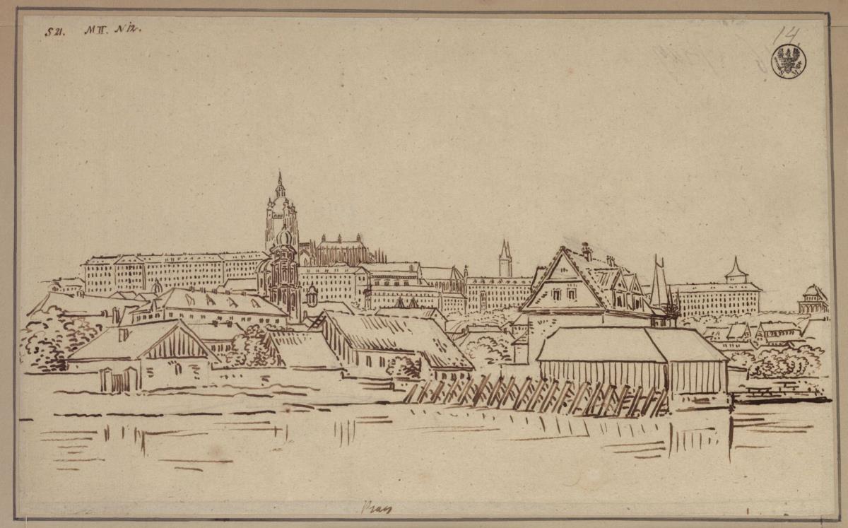 Der Hradschin in Prag, im Vordergrund Bauten auf der Kleinseite
