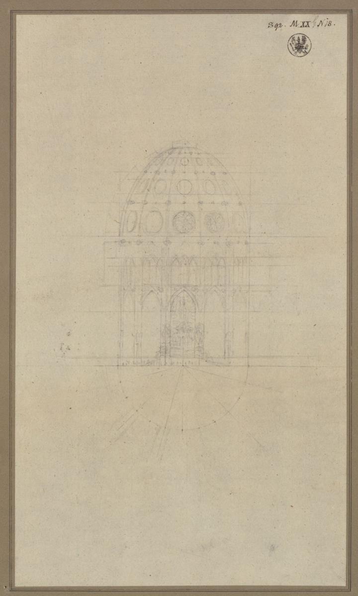Berlin. Entwurf zu einem Dom als Denkmal für die Befreiungskriege (Befreiungsdom). Schnitt der Kuppel