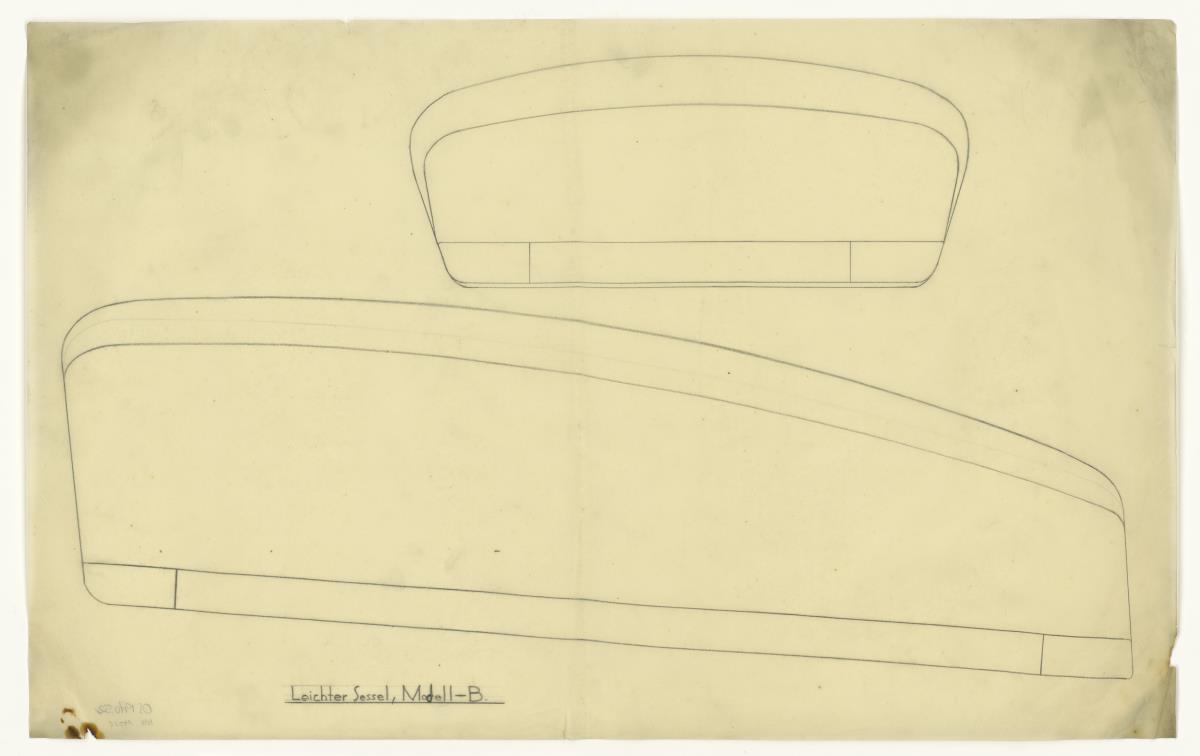Leichter Sessel, Modell B (Möbelentwürfe, Sitzmöbel)