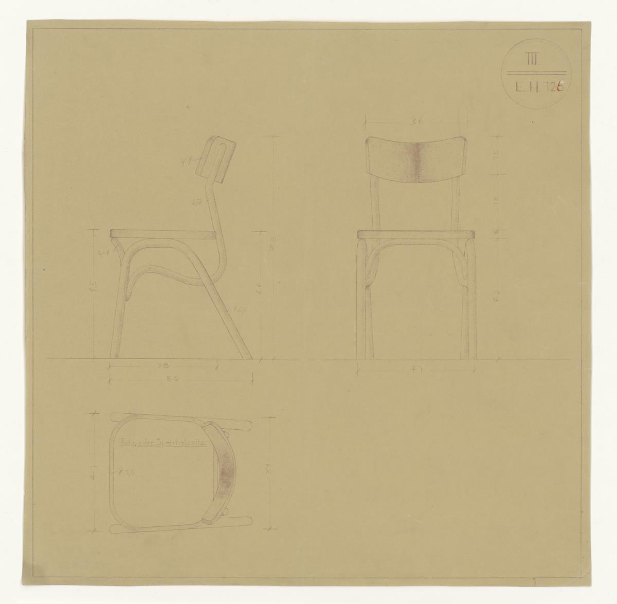 Stuhl III EH 126 (Möbelentwürfe, Bugholzmöbel)
