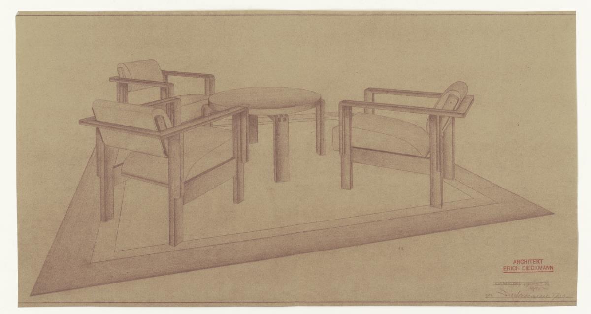 Klubsessel, Sitzgruppe (Möbelentwürfe, Bugholzmöbel)