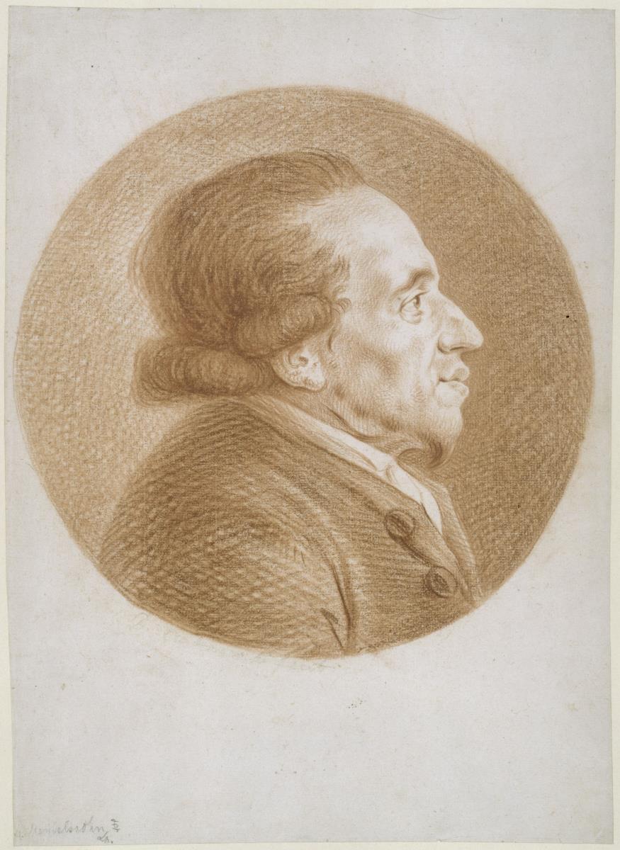 Moses Mendelssohn nach rechts im Rund
