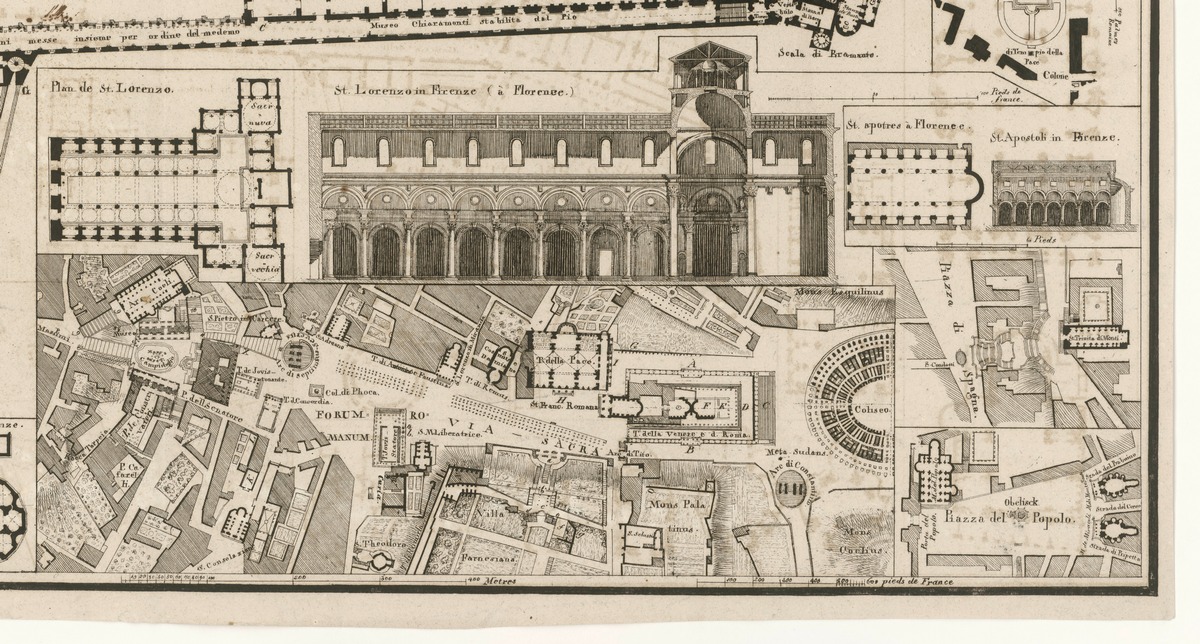 Roms Bauwerke in Grundrissen, Schnitten, Ansichten, Plan des Forum Romanum