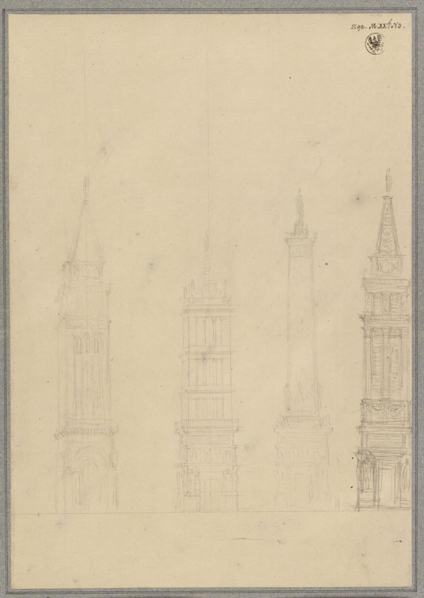 Berlin, Spittelmarkt. Entwurf zur Gertraudenkirche. Turmvarianten
