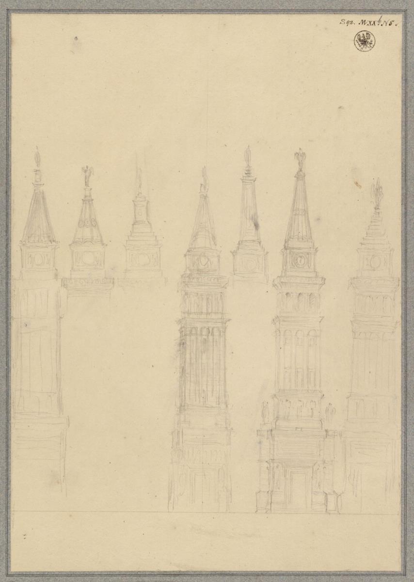 Berlin, Spittelmarkt. Entwurf zur Gertraudenkirche. Turmvarianten