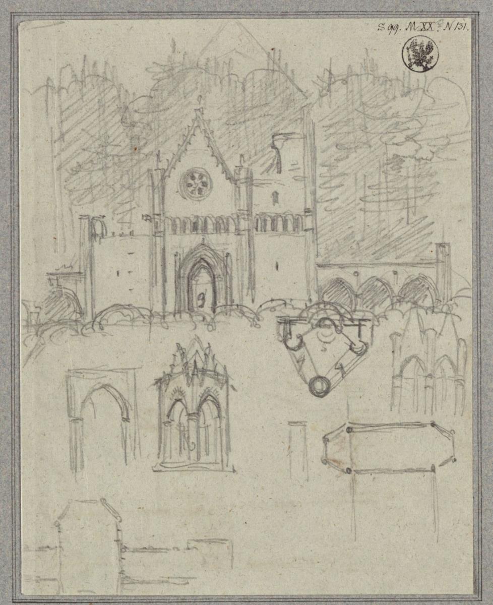Kirchenruine und ein Monument