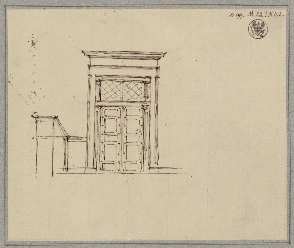 Potsdam-Sanssouci. Schloss Charlottenhof. Tür der Rückfront