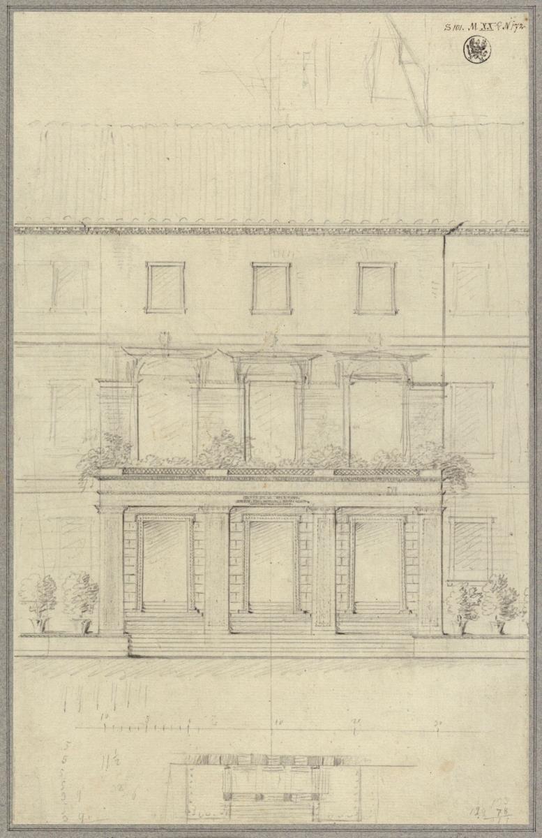Köstritz. Schloss. Fassadenentwurf  mit Freitreppe