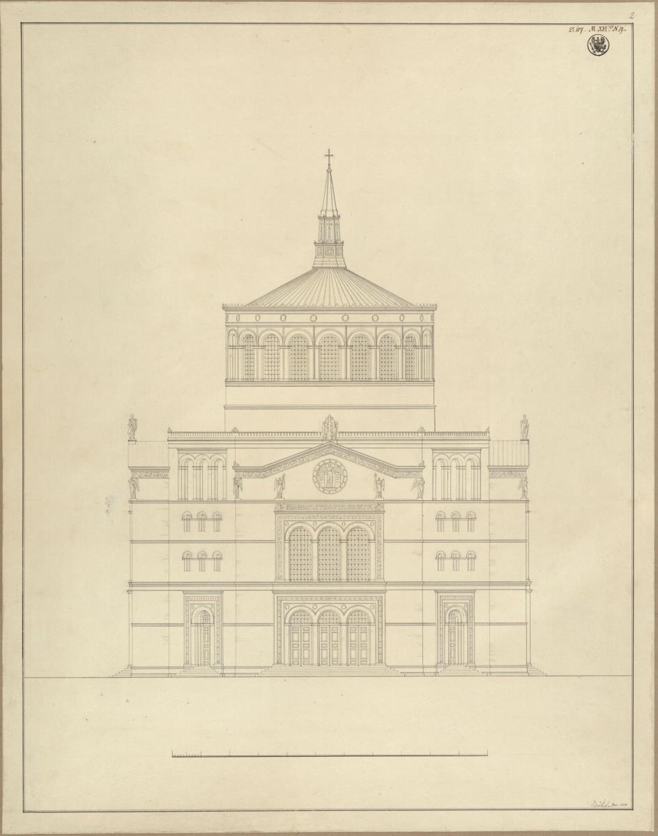 Berlin, Oranienburger Vorstadt. Entwurf zu einer Kirche (Vorstadtkirche Typ 5, "Kirche in Kreuzform"). Aufriss
