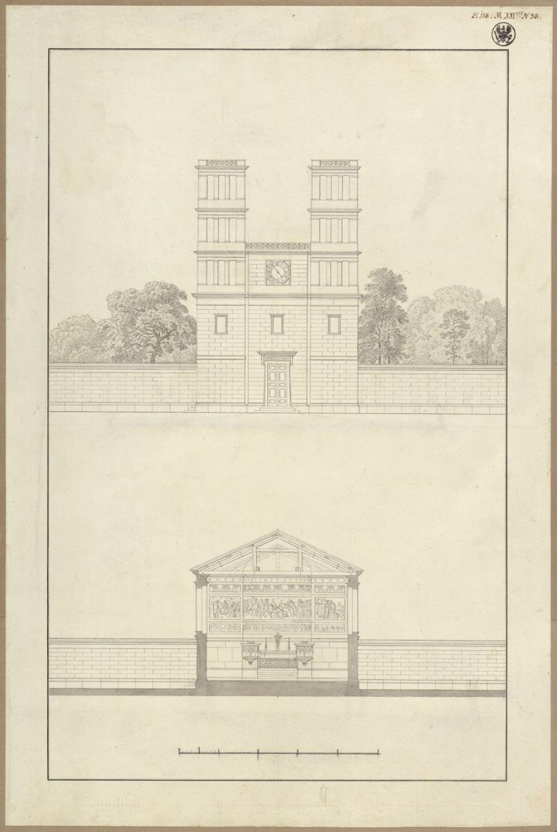 Malmedy. Schönberg. St. Georg. Vorderansicht und Querschnitt