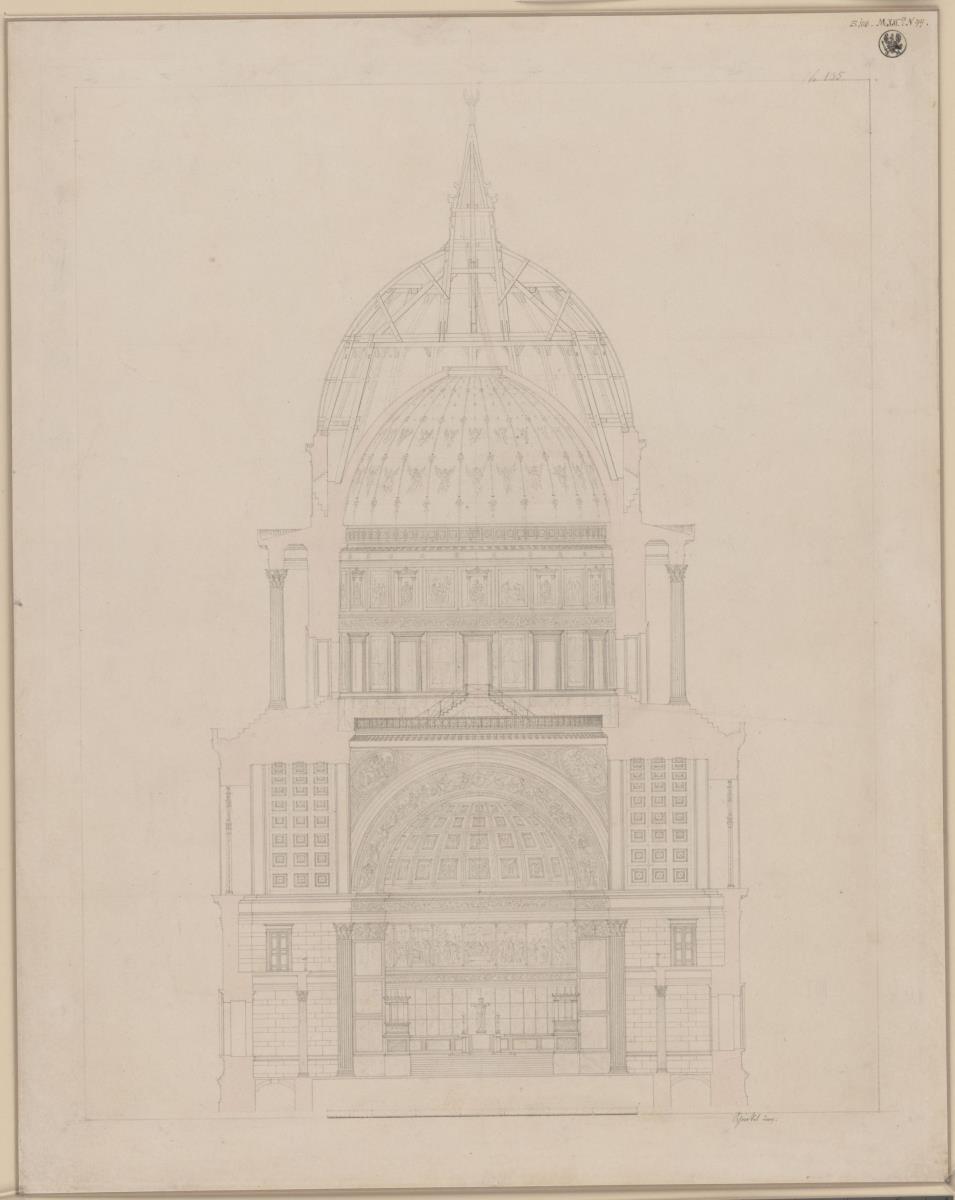 Potsdam. Nikolaikirche. Querschnitt des Ausführungsentwurfs
