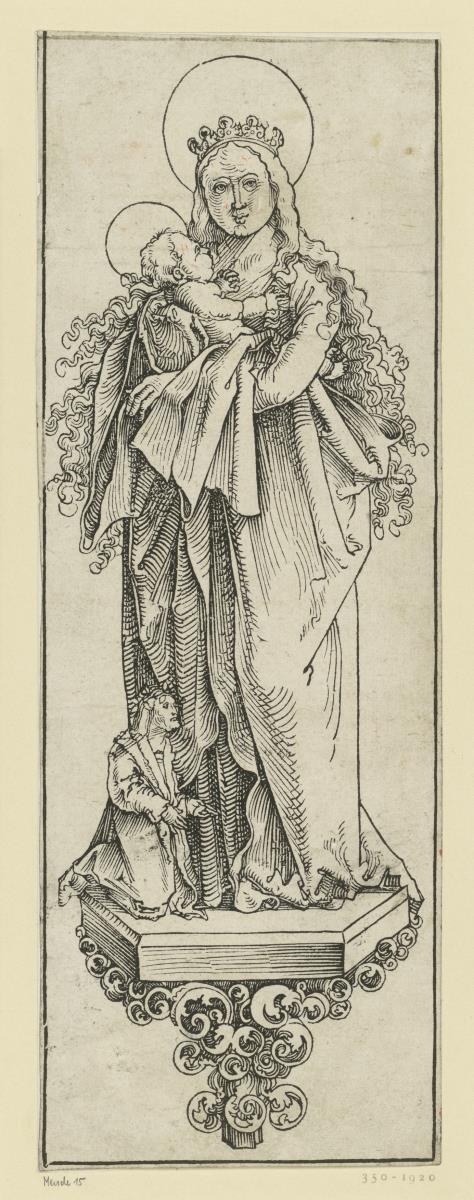 Maria mit Kind auf einer Konsole stehend (mit kniendem Stifter)