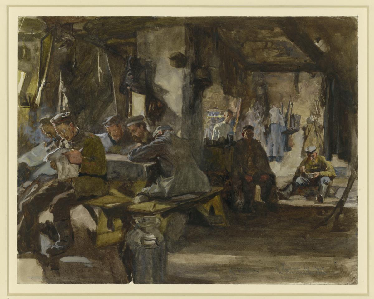 73. Landwehr-Infanterie-Regiment in Rast bei Pierre Chappelle am 28. Oktober 1915