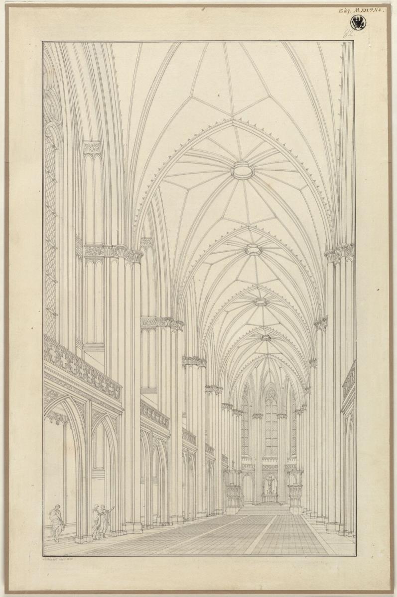 Berlin. Friedrichswerdersche Kirche. Ausgeführter Entwurf. Perspektivische Innenansicht