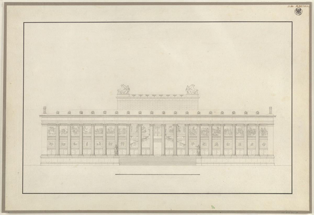 Berlin. Altes Museum am Lustgarten. Aufriss der Hauptfassade