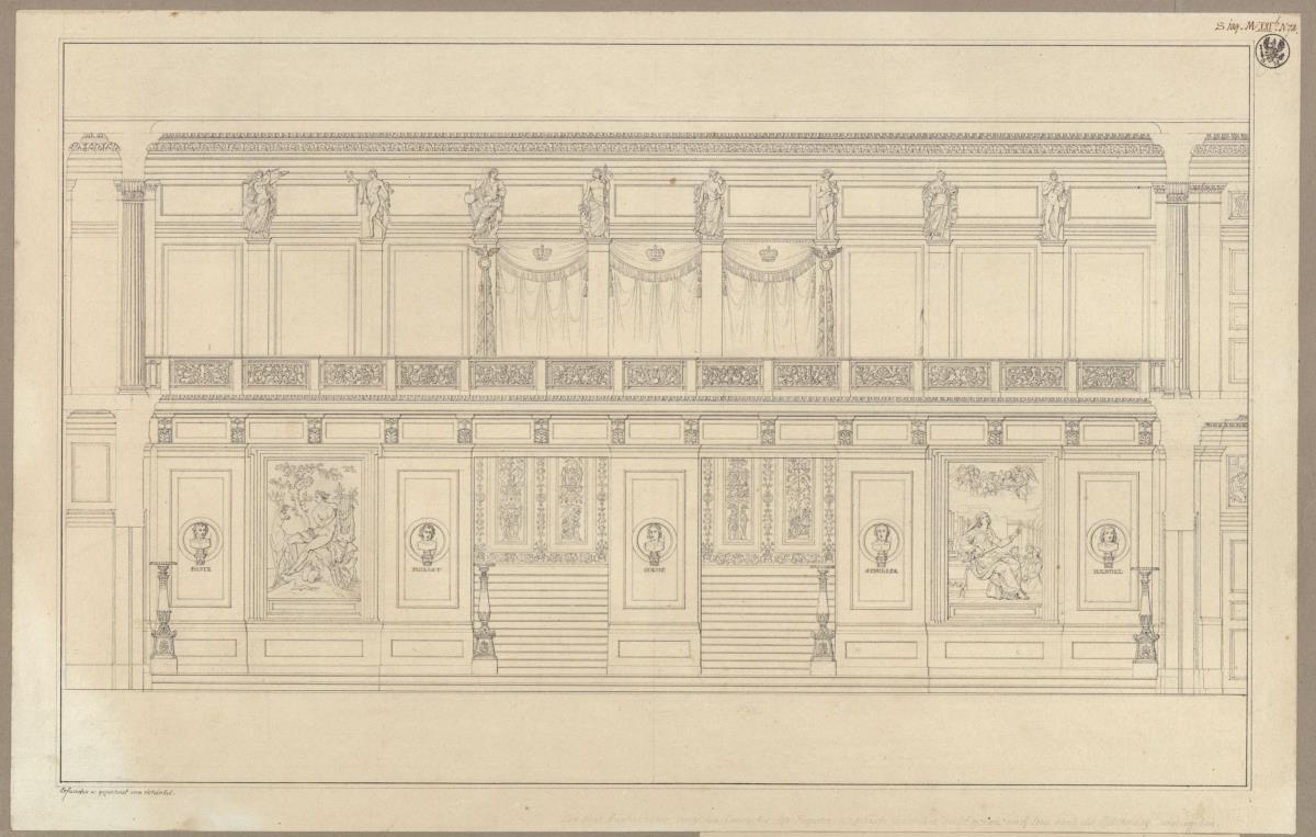 Berlin. Schauspielhaus auf dem Gendarmenmarkt, Konzertsaal. Längsschnitt