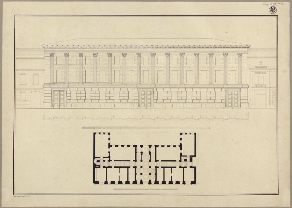 Berlin. Artillerie- und Ingenieursschule. Grundriss und Aufriss