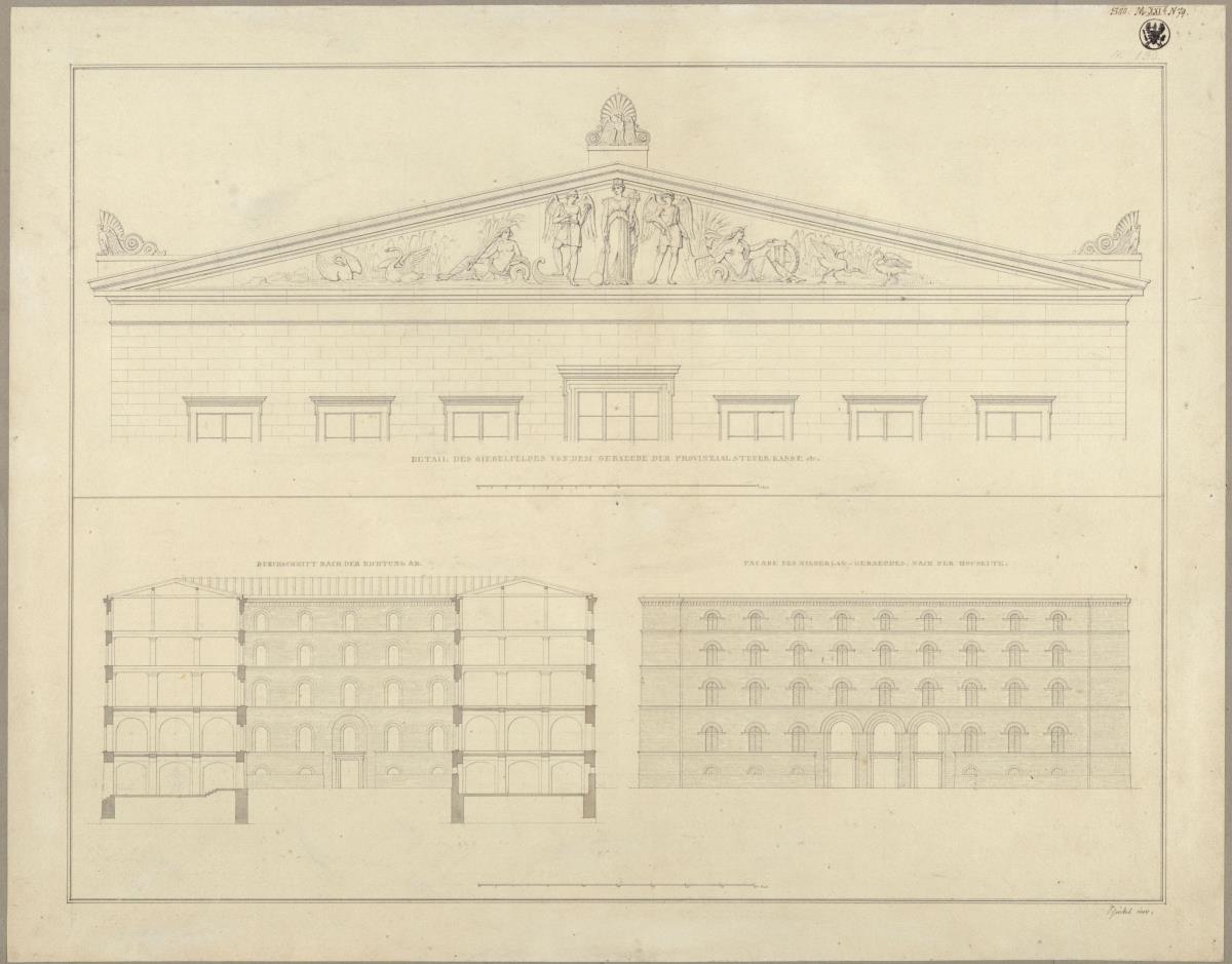 Berlin, Kupfergraben. Packhof. Ansicht des Niederlagsgebäudes nach der Hofseite