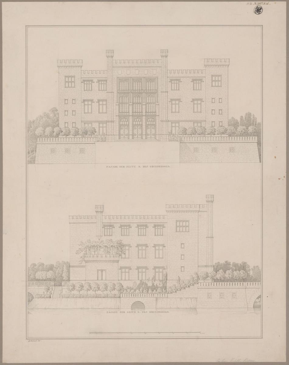 Kurnik (Kórnik), Regierungsbezirk Posen (Województwo Wielkopolskie. Schloss. Seitenansicht