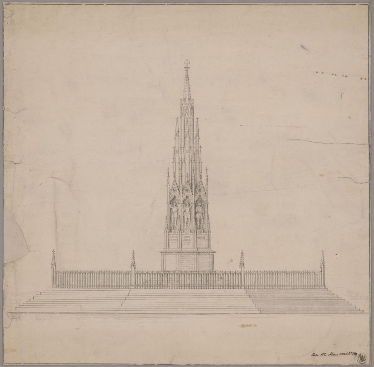 Berlin. Entwurf zum Kreuzbergdenkmal. Ansicht