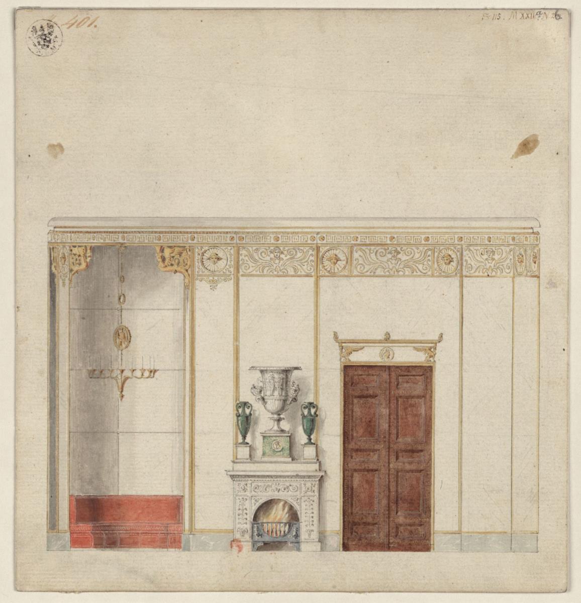 Berlin, Wilhelmstraße 102. Palais des Prinzen Albrecht von Preußen, Entwurf zum Marmorsaal