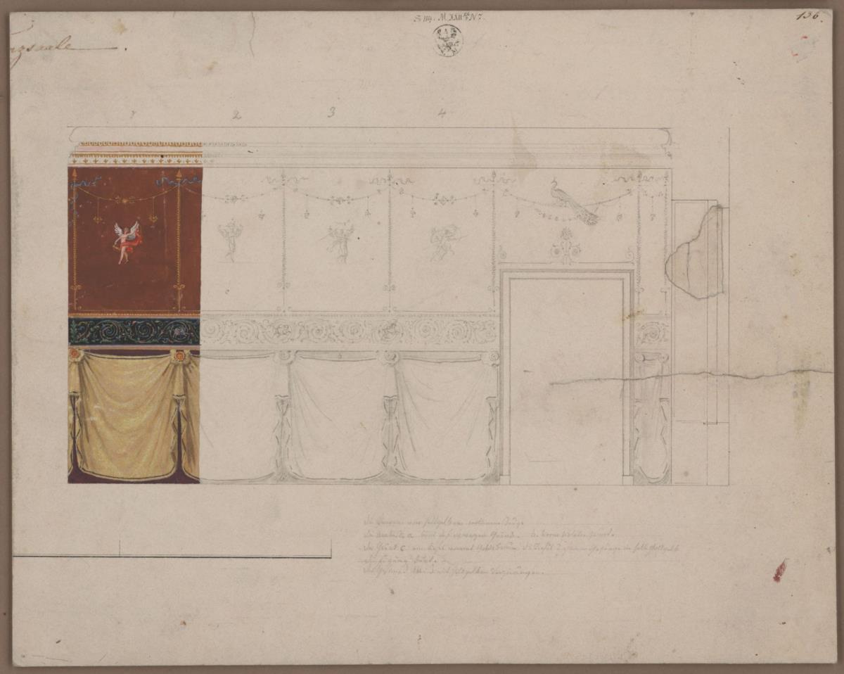 Berlin, Wilhelmplatz. Palais des Prinzen Karl von Preußen, Entwurf zu einem Kabinett im pompejanischen Stil