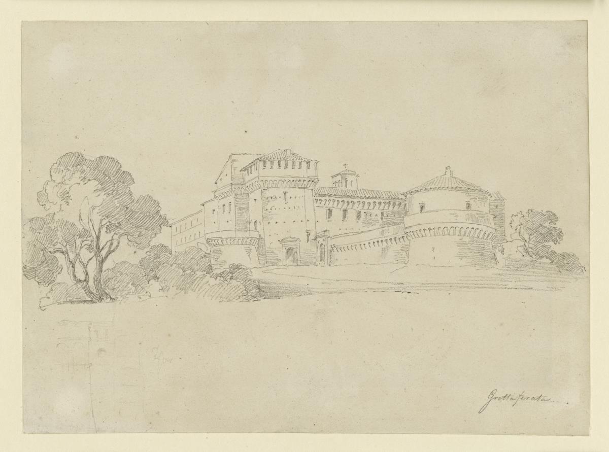 Grottaferrata, Perspektivische Ansicht der der Abbazia di Gottaferrata