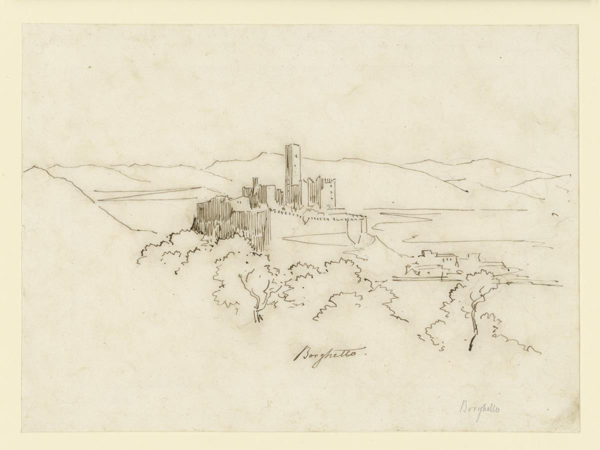 Borghetto, Ansicht des Castello mit Stadt im Hintergund