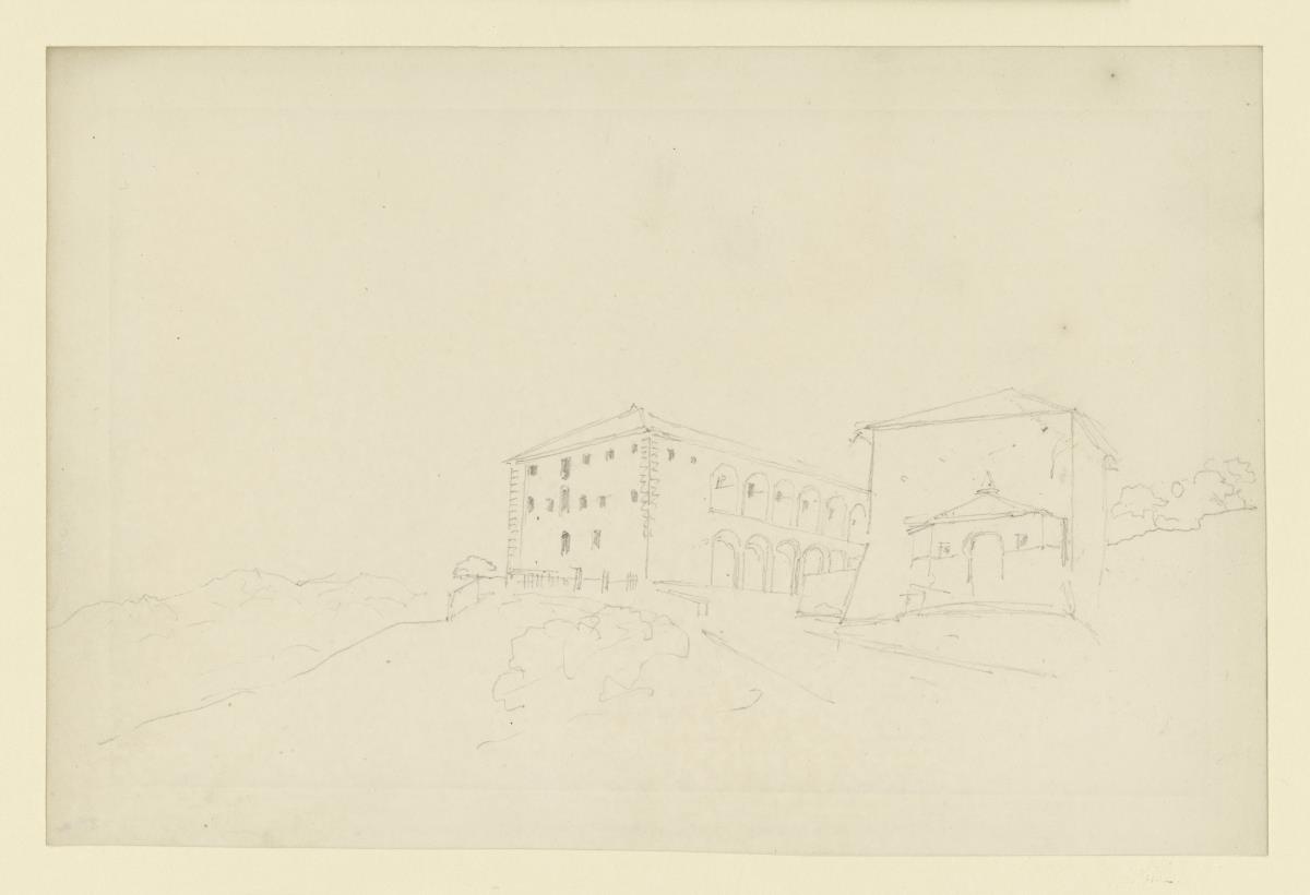 Skizze, Villa auf einem Berg