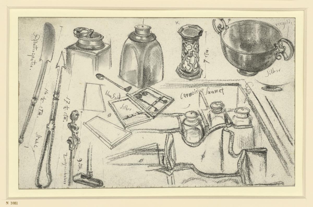 Teil des oberen Einsatzes aus der Mitte des Jagd- und Arbeitstisches Kurfürst Johann Georgs I. von Sachsen, Historisches Museum, Dresden
