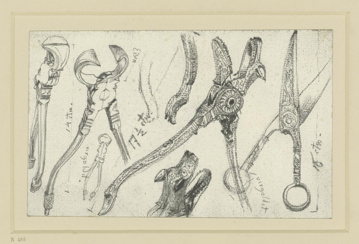 Schere und Zangen, vielleicht aus dem Jagd- und Arbeitstisch Kurfürst Johann Georgs I. von Sachsen, Historisches Museum, Dresden