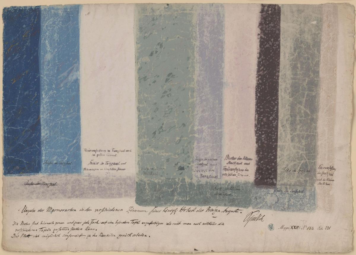 Berlin, Wilhelmstraße 65. Palais des Prinzen August von Preußen. Farbangaben für den Stuckmarmor