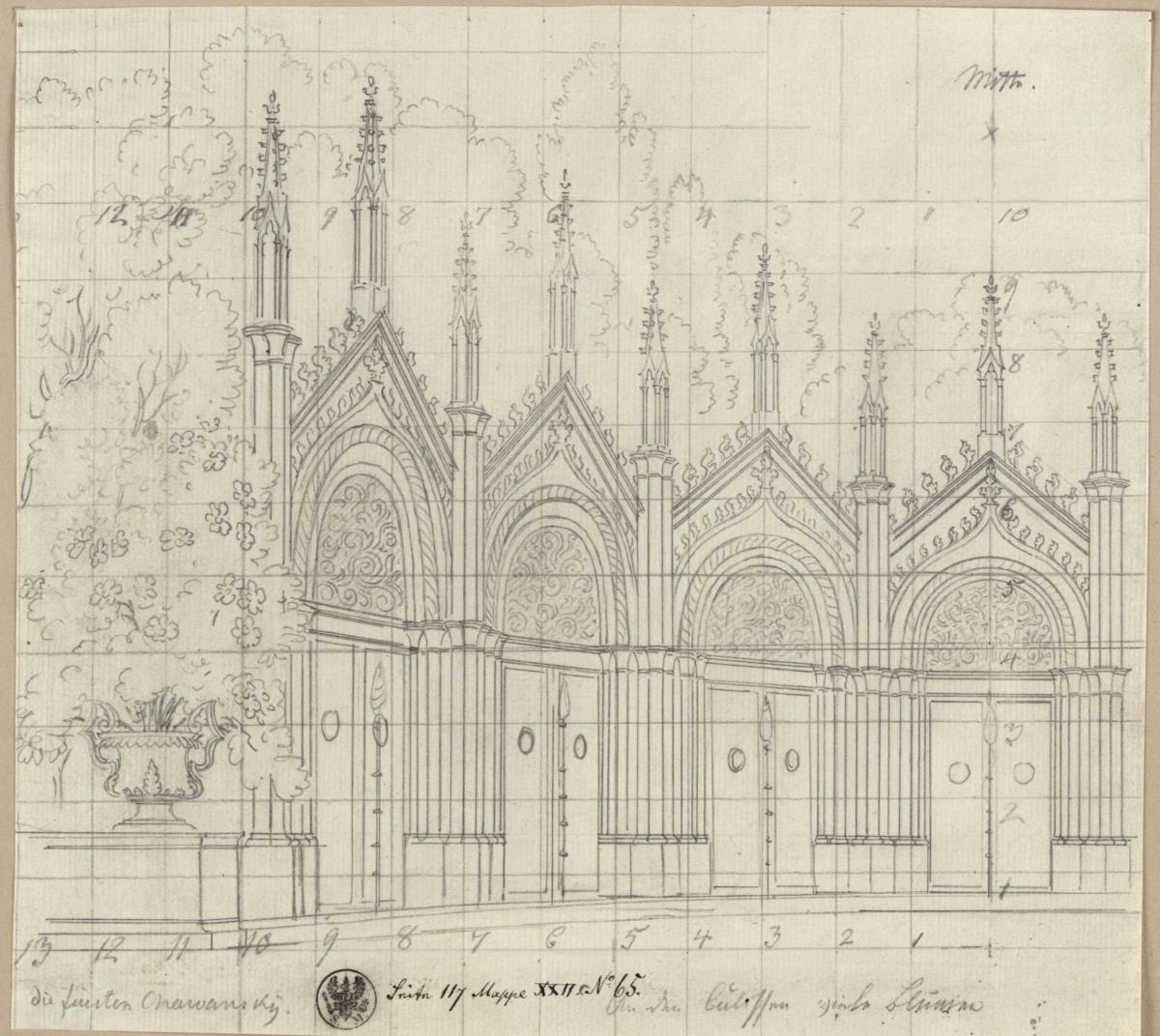 Die Fürsten Chawansky. Trauerspiel von Ernst Raupach. Entwurf zu einer Dekoration. St. Georgskapelle