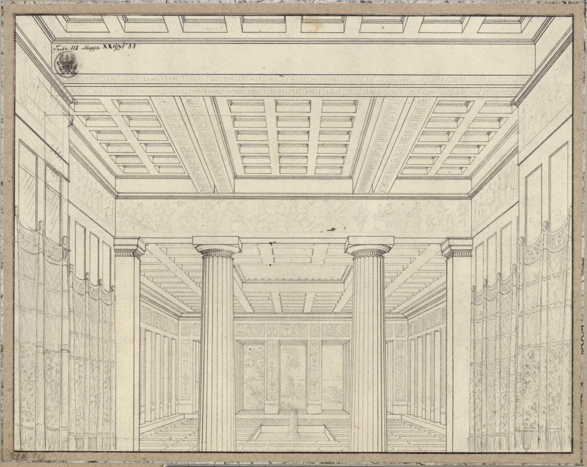 Dido. Oper von Bernhard Klein. Entwurf zur 3. Dekoration. Gemach im Palast