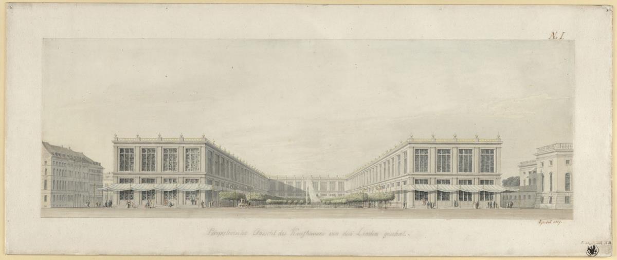 Berlin, Unter den Linden. Entwurf zu einem Kaufhaus. Perspektivische Ansicht