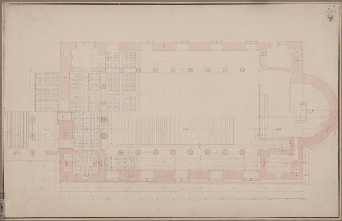 Potsdam. Nikolaikirche. Grundriss eines basilikalen Entwurfs