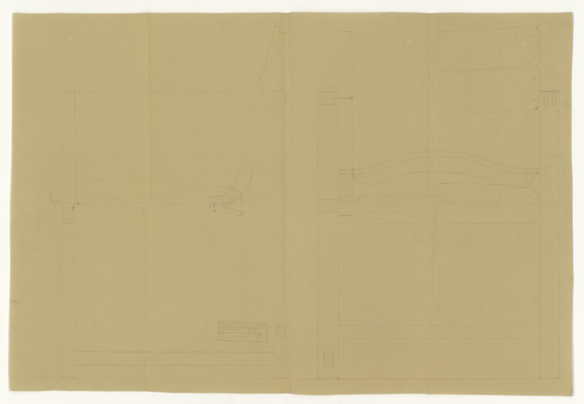 Schreibtisch-Armlehnstuhl, Auftrag Götsch, Musikheim (Möbelentwürfe, Sitzmöbel)