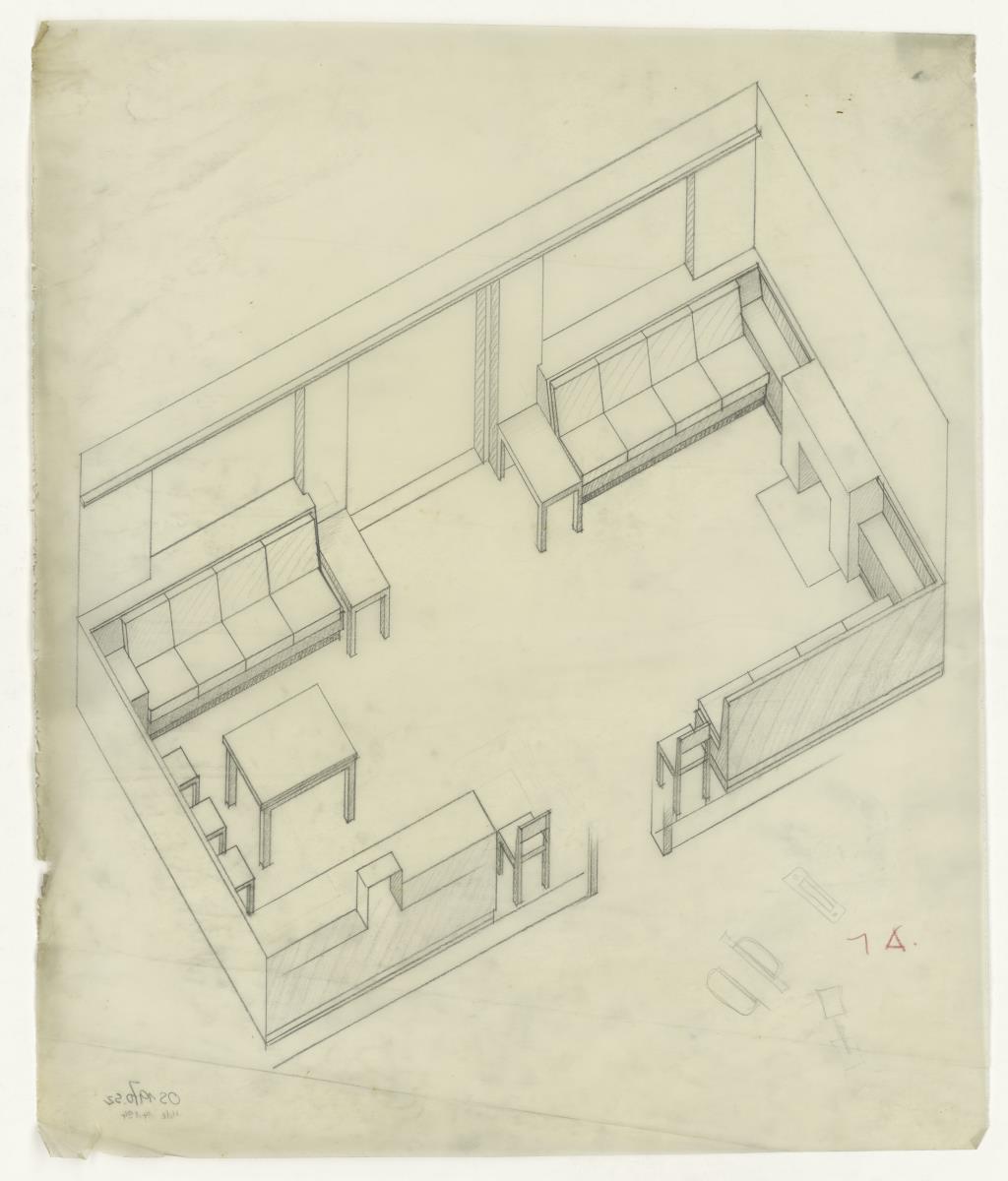 Kaminzimmer, Auftrag Götsch, Musikheim (Möbelentwürfe, Wohnräume)