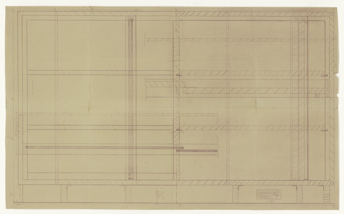 Bücherschrank, Auftrag Götsch, Musikheim (Möbelentwürfe, Körpermöbel, Schränke)